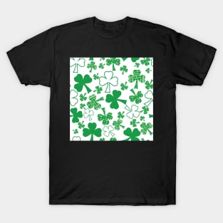 Shamrock scatter on white for St. Patricks day T-Shirt